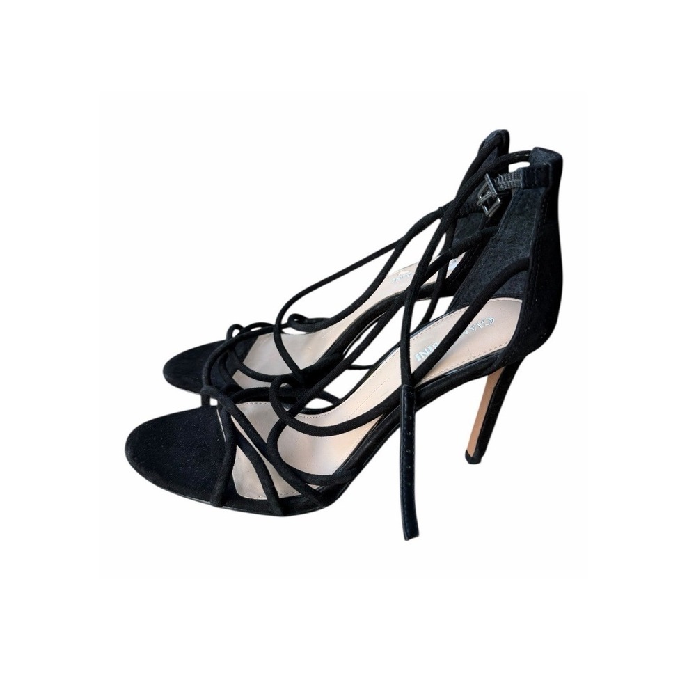 Gianni Bini Womens Black Suede Strappy Stiletto Heel Sandals Size 8M